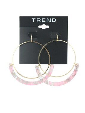 Kohls Trend Earrings 2 1/2" Acrylic Amber Pink